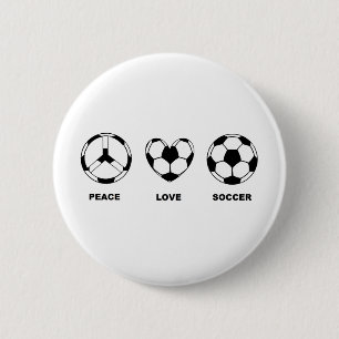 Peace Love Soccer 6 Cm Round Badge