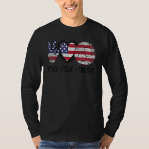 Peace Love Soccer American Flag Cute For Women Gir T-Shirt