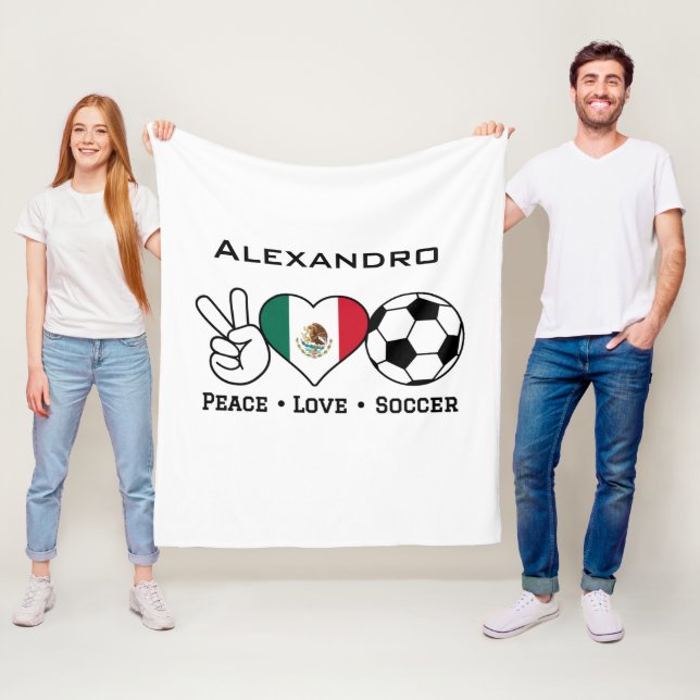 Peace Love Soccer Blanket With Name (In Situ)