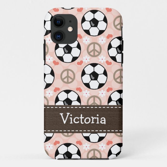 Peace Love Soccer Case-Mate iPhone Case (Back)