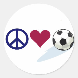 peace - love - soccer classic round sticker