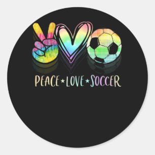 Peace Love Soccer Cute Design Heart Ball Classic Round Sticker