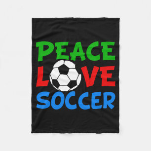 Peace Love Soccer Cute Kids T Shirt Fleece Blanket