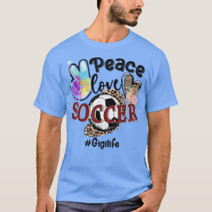 Peace Love Soccer Gigi Life Mom Grandma Leopard T-Shirt