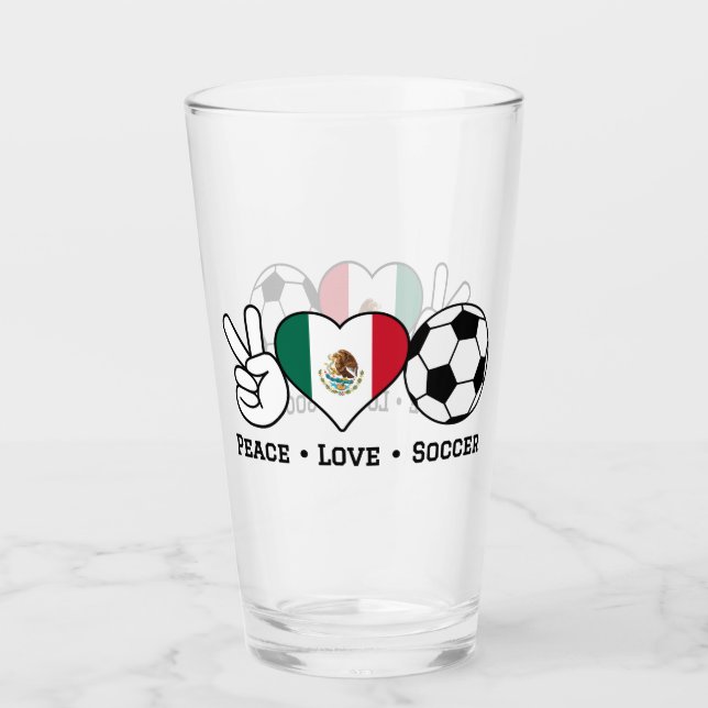 Peace Love Soccer Glass (Front)