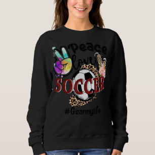 Peace Love Soccer Granny Life Mum Grandma Leopard Sweatshirt