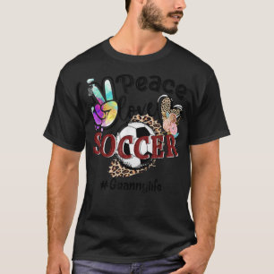 Peace Love Soccer Granny Life Mum Grandma Leopard T-Shirt