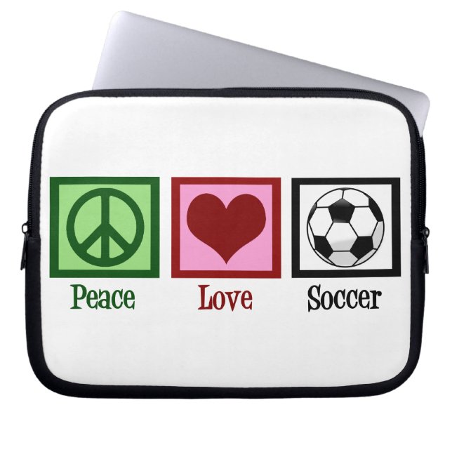 Peace Love Soccer Laptop Sleeve (Front)