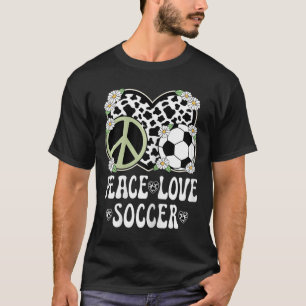 Peace Love Soccer Lover Cow Print Women Girls Cute T-Shirt
