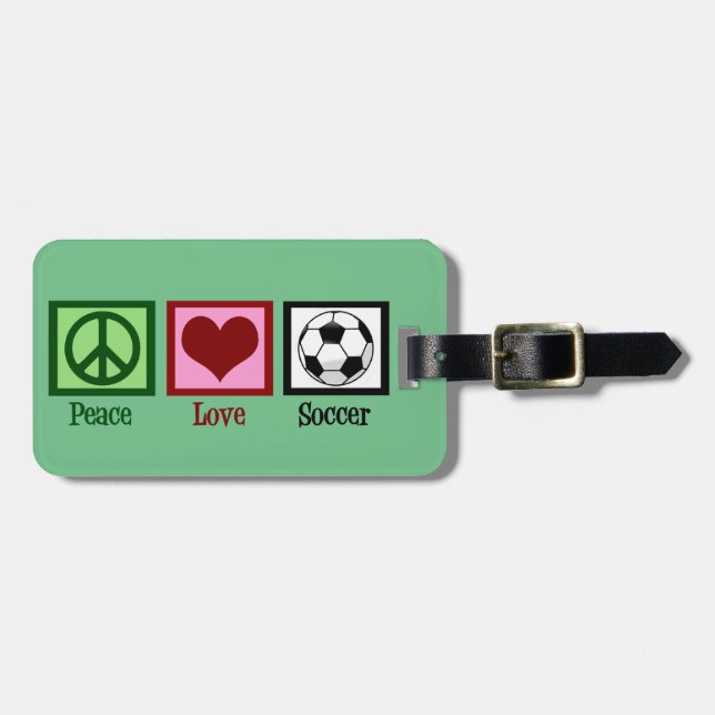 Peace Love Soccer Luggage Tag (Front Horizontal)
