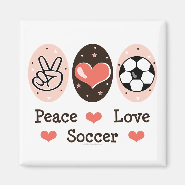 Peace Love Soccer Magnet (Front)