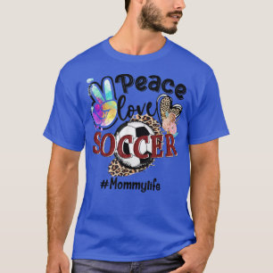 Peace Love Soccer Mummy Life Mum Grandma Leopard T-Shirt