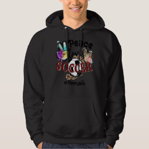 Peace Love Soccer Nanny Life Mum Grandma Leopard 1 Hoodie