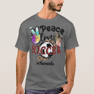 Peace Love Soccer Nene Life Mum Grandma Leopard T-Shirt