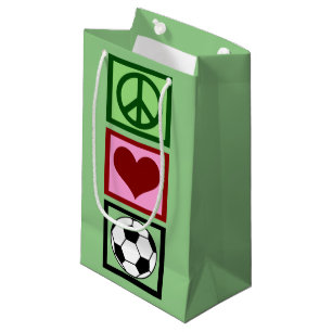 Peace Love Soccer Player Birthday Green Futbol Small Gift Bag
