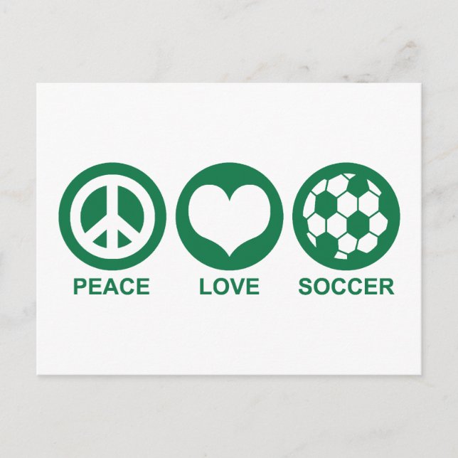 Peace Love Soccer Postcard (Front)