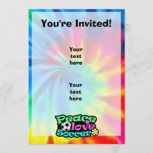 Peace, Love, Soccer; Retro Invitation