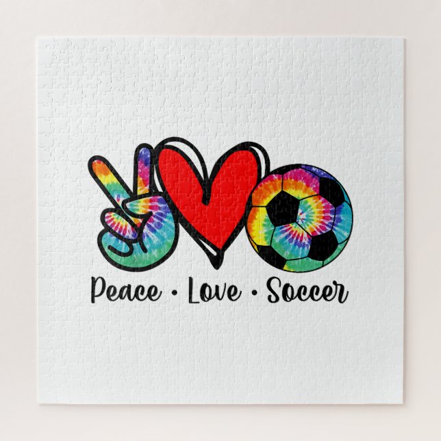 Peace Love Soccer Tie Dye Design Women Teen Girls  Jigsaw Puzzle (Vertical)