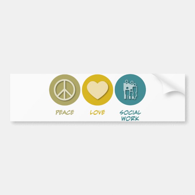 Peace Love Social Work Bumper Sticker (Front)