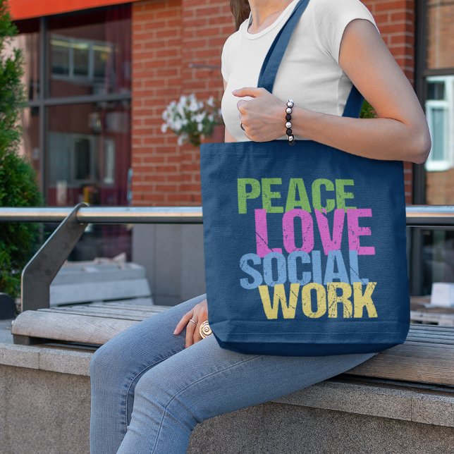 Peace Love Social Work Custom Tote Bag (Creator Uploaded)