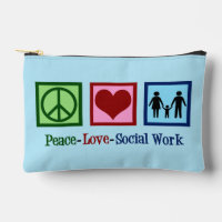 Peace Love Social Work Cute Blue