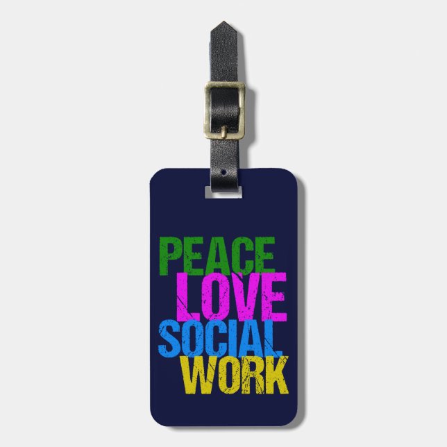 Peace Love Social Work Luggage Tag (Front Vertical)