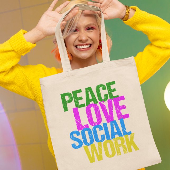 Peace Love Social Work Tote Bag (Creator Uploaded)