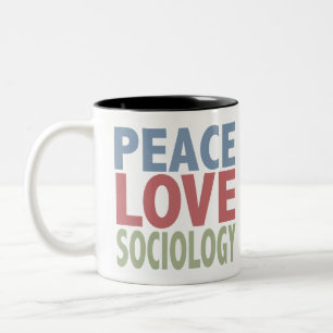Peace Love Sociology Two-Tone Coffee Mug