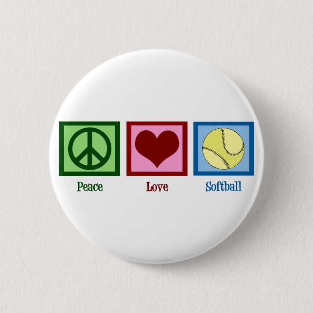 Peace Love Softball 6 Cm Round Badge (Front)