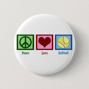 Peace Love Softball 6 Cm Round Badge