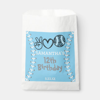 Peace Love Softball Birthday Favour Bags