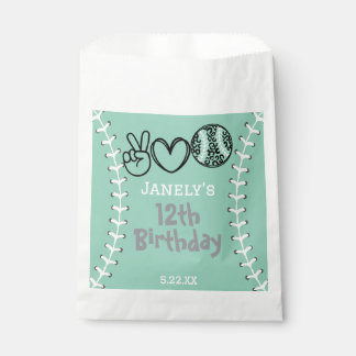 Peace Love Softball Birthday Favour Bags