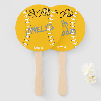 Peace Love Softball Birthday Hand Fan