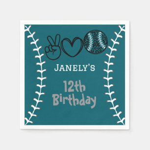 Peace Love Softball Birthday Napkin
