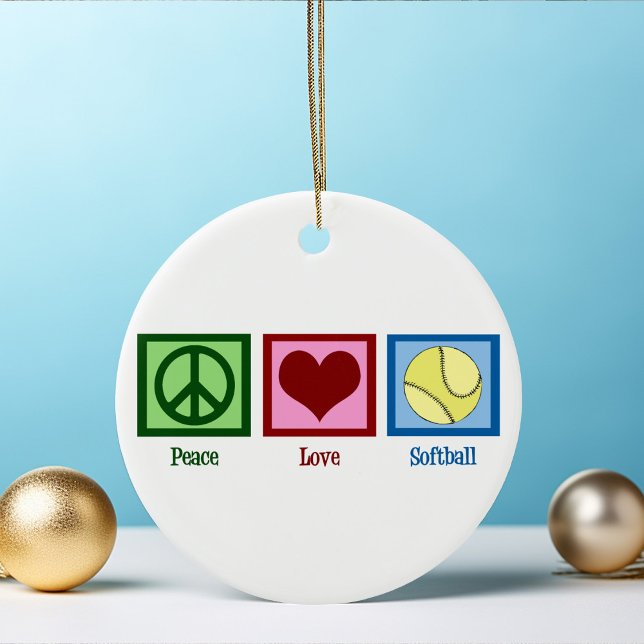 Peace Love Softball Ceramic Tree Decoration (Creator Uploaded)