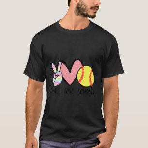 Peace Love Softball Cute Design For Women Teen Lit T-Shirt