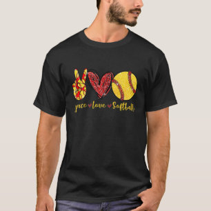 Peace Love Softball Cute Softball Mum Mothers Day T-Shirt