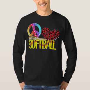 Peace Love Softball Cute Tie Dye Softball T-Shirt