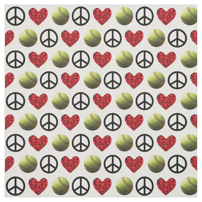 Peace, Love, Softball Design Fabric (Swatch)