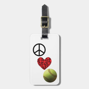 Peace Love Softball Drop Luggage Tag