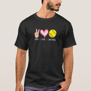 Peace Love Softball For Girls Boys Kids Women Men T-Shirt