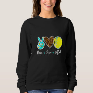 Peace Love Softball For Teen Girls Cute Leopard So Sweatshirt