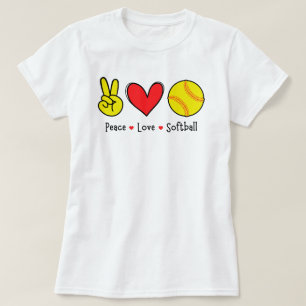 Peace Love Softball Funny Quote Softball Saying T-Shirt