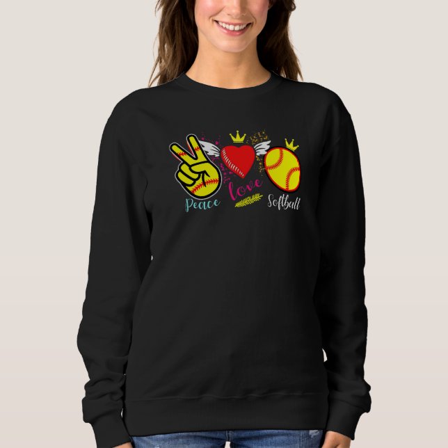 Peace Love & Softball  Heart Player  Coach Sweatshirt (Front)