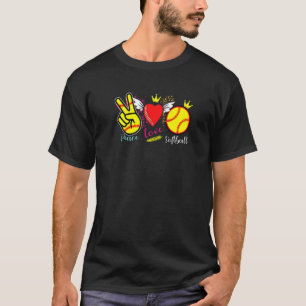 Peace Love & Softball Heart Player Coach T-Shirt