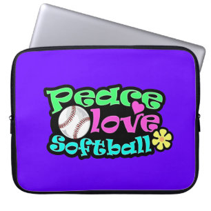 Peace, Love, Softball Laptop Sleeve