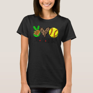 Peace Love Softball Leopard Softball T-Shirt