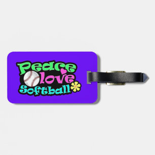 Peace, Love, Softball Luggage Tag