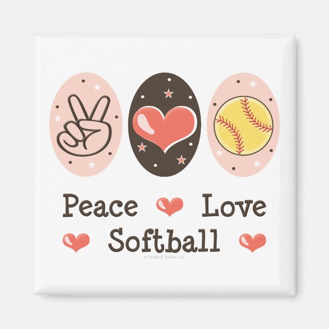 Peace Love Softball Magnet (Front)