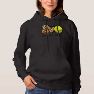 Peace Love Softball Moms Leopard Print Mother's Da Hoodie